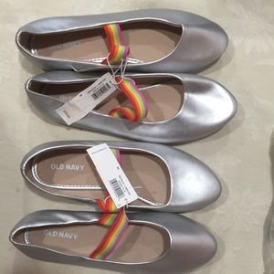 This is 2 pair new shoes Size 2&3 silver$15.each